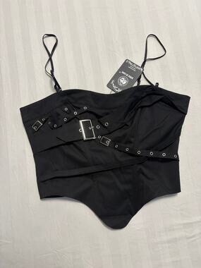 Dark In Love Gothic Buckle Corset Top NWT Black 1x